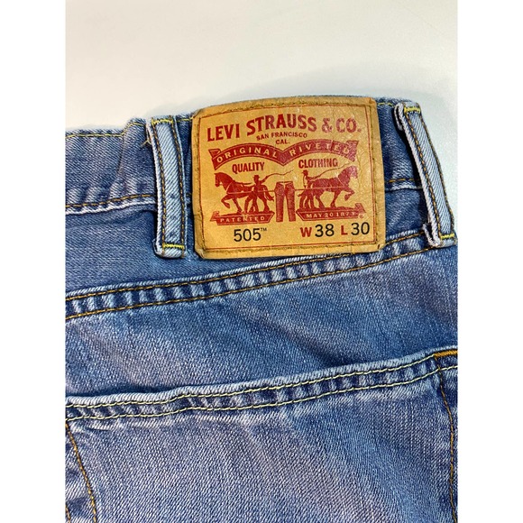 Levis 505 Regular Straight Fit Jeans Mens Size 38x30 - Picture 3 of 7